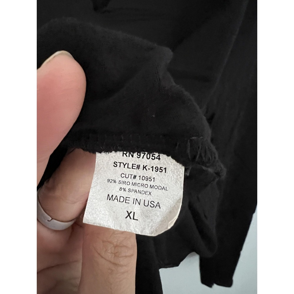 Krisa Shirt Womens XL Black Long Sleeve Cutout Asymmetrical Neck Made USA K-1951 - Picture 4 of 11